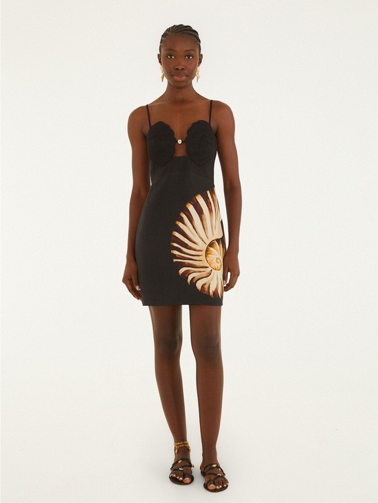 FARM Rio Dresses & Skirts - FARM Rio Black Ammonite Shell Bodice Cut Out Mini Dress- Size Large